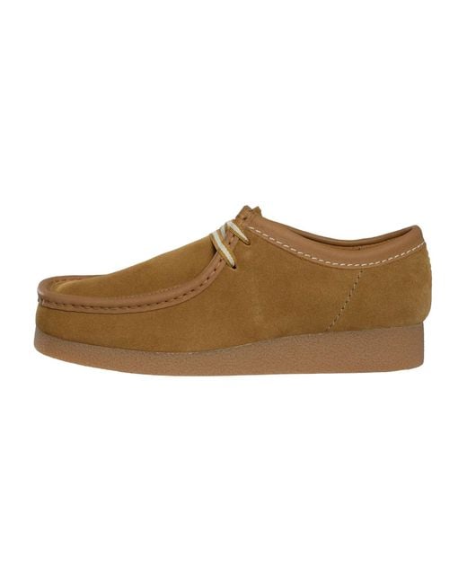 Clarks Brown Wallabee Evo Suede Shoes for men