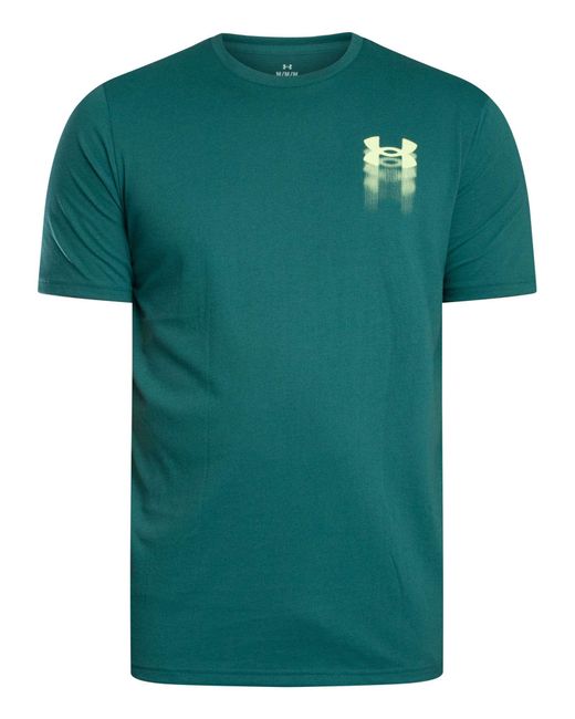 Under Armour Green Blur Logo Back Graphic Loose T-shirt for men