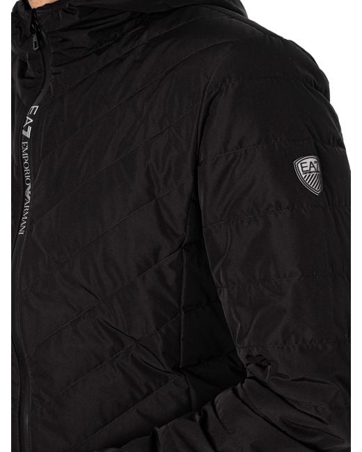 EA7 Black Logo Zip Down Jacket for men