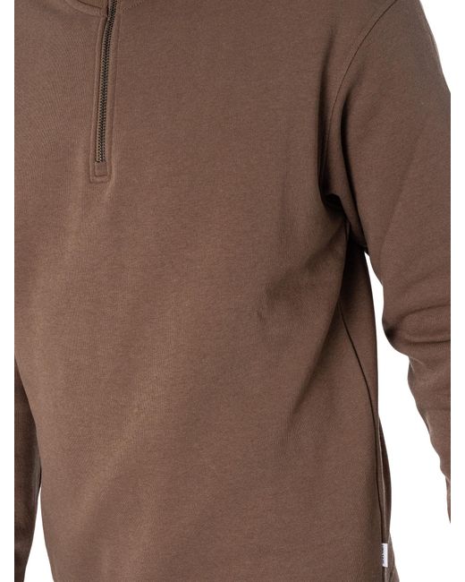 Jack & Jones Brown Bradley Half Zip Sweatshirt for men