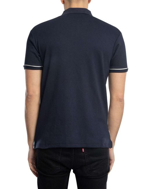 Trojan Blue Diagonal Jacquard Panel Polo Shirt for men