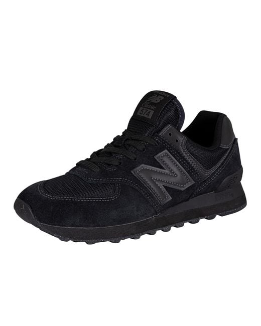 New Balance 574 Core Suede Trainers in Black for Men Lyst