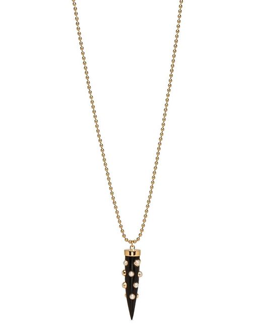 Nest Pearl Studded Black Horn Tusk Pendant Necklace Lyst - Tusk Black Pendant Necklace