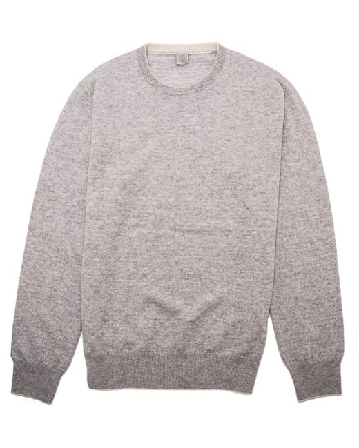Eleventy Grey And Ivory Melange Crew Knit Sweater in Gray for Men | Lyst