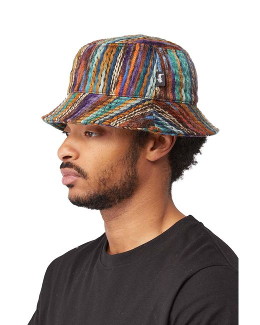 Mixed Yarn Stock Bucket Hat 'brown 