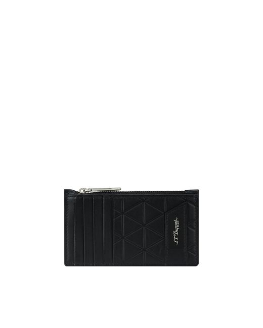 S T Dupont Black Firehead Card Holder for men