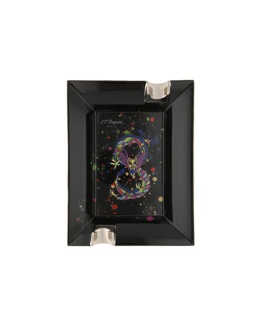 S T Dupont Black Ashtray Porcelain