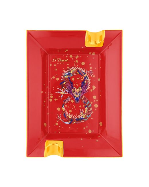 S T Dupont Red Ashtray Porcelain