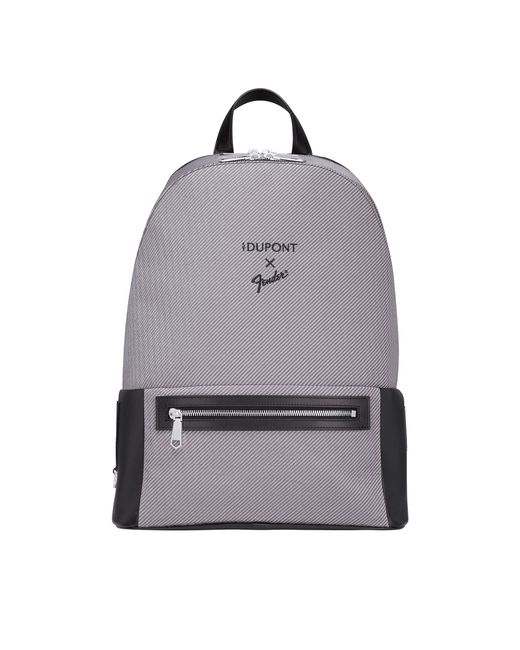 S T Dupont Gray Backpack Leather And Canvas for men