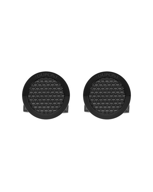S T Dupont Black Round Firehead Cufflinks