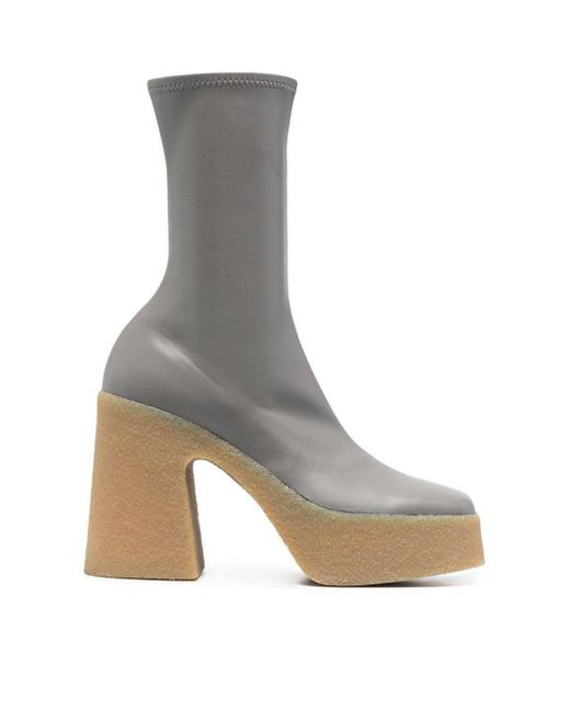 Stella McCartney Skyla Stretch Platform Boots in Grey (Gray) - Lyst