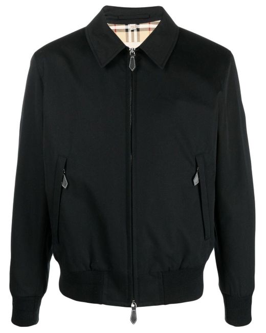 Burberry Harrington Gabardine Cotton Jacket in Black for Men | Lyst