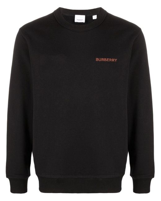 Burberry Cotton Tb Logo-embroidered Crew-neck Sweatshirt in Black for ...