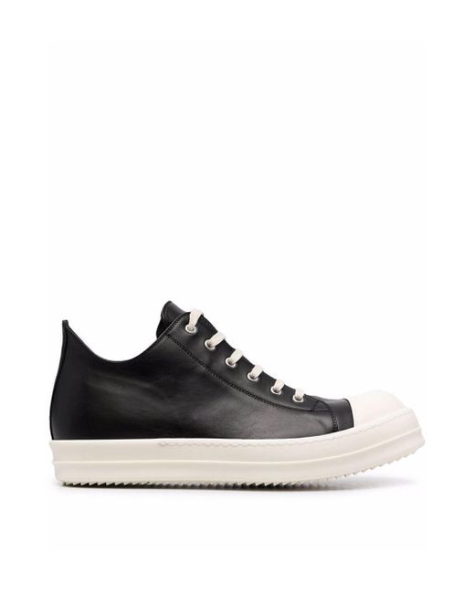 Rick Owens Leather Low-top Sneakers in Black for Men - Lyst