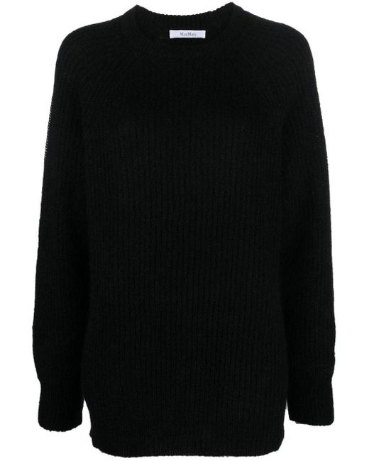 Max Mara Helga Ribbed-knit Jumper in Black | Lyst