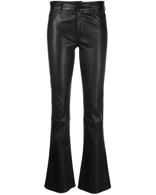 7 For All Mankind Black High-waisted Leather Pants