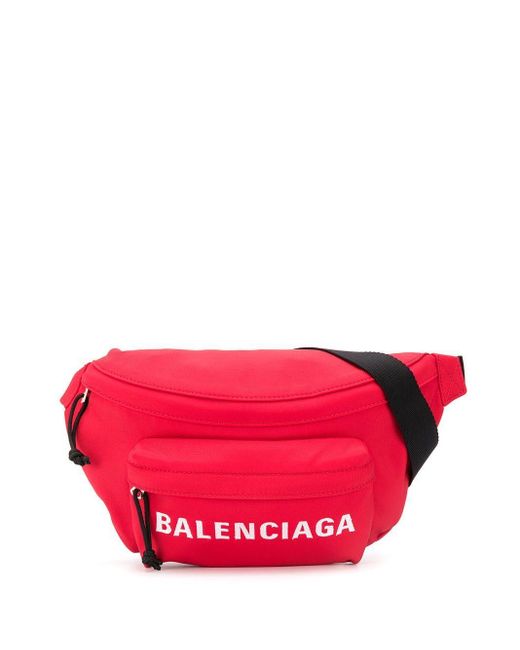 Balenciaga Logo Print Beltpack in Red for Men | Lyst