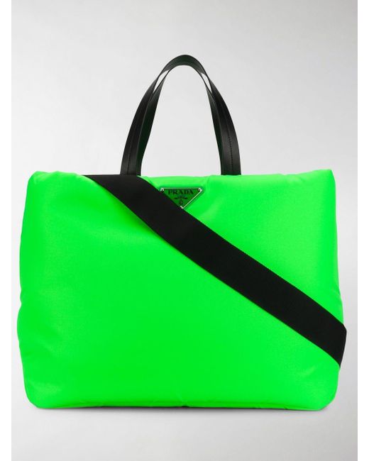 Prada Neon Green Padded Tote Bag | Lyst