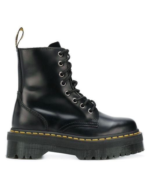 Dr. Martens Leather Jadon Polished Smooth Chunky Sole Bootie In Black ...