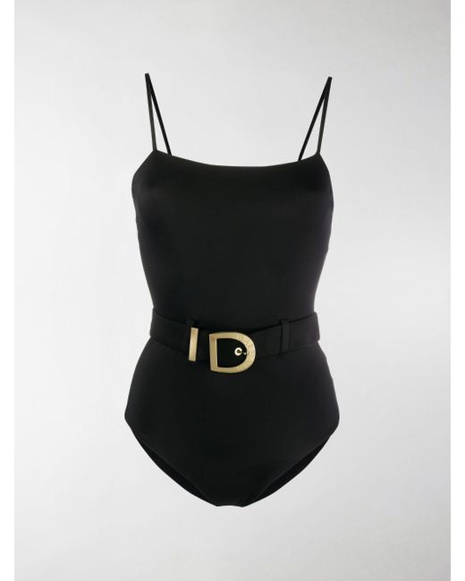 Balmain Belted Swimsuit in Black - Lyst
