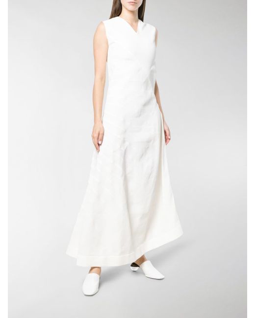 white sleeveless maxi dress