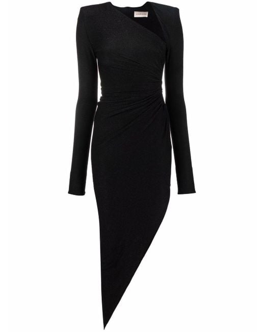 black asymmetric dress long sleeve