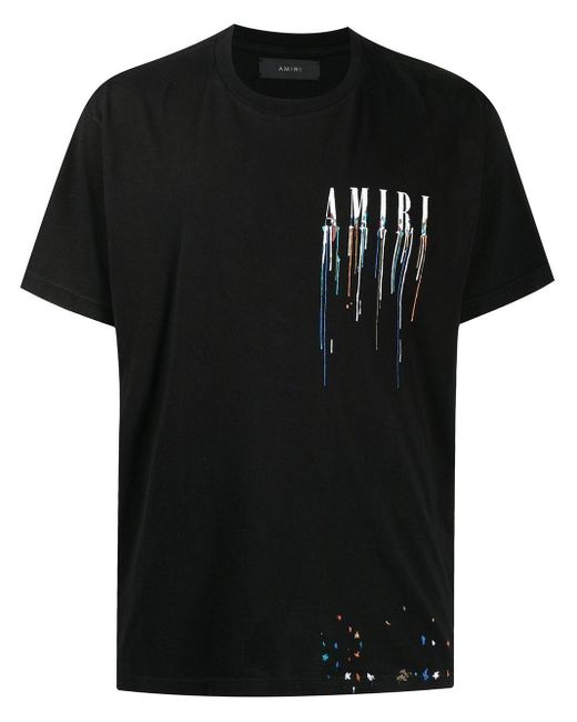 Amiri Paint-drip Logo T-shirt in Black for Men - Lyst