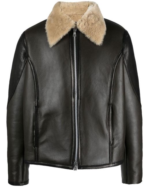 Our Legacy Shearling-collar Leather Pilot Jacket in Black for Men | Lyst UK