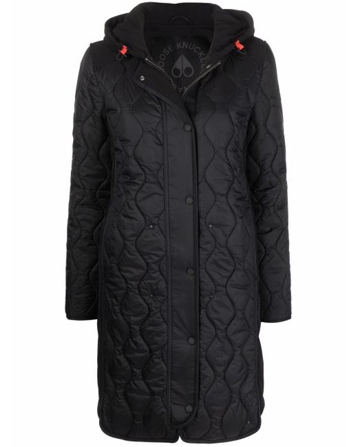 Moose Knuckles Synthetic Manhattan Quilted Parka Coat in Black - Lyst