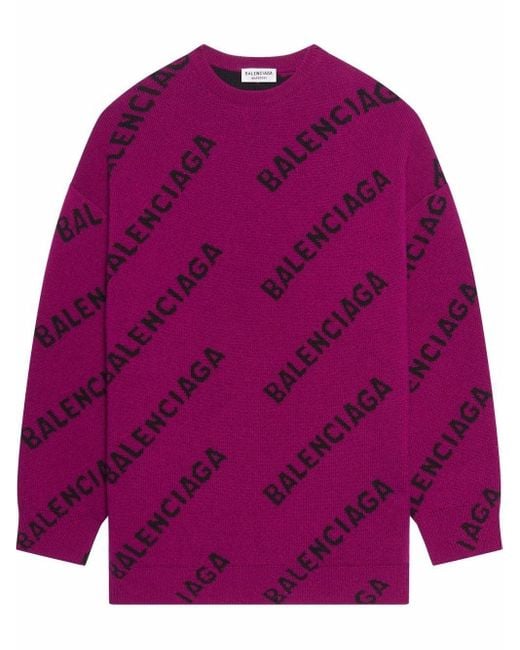 Maglione oversize con logoBalenciaga in Lana di colore Viola - 11% di  sconto | Lyst