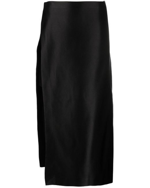 The Row Kanita Layered Silk Skirt in Black | Lyst