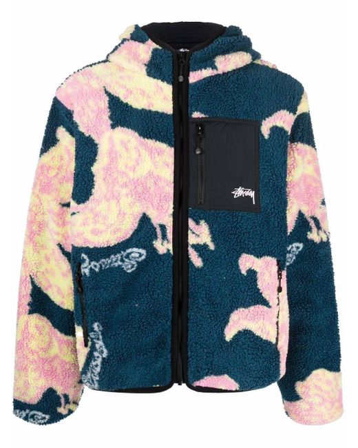 Stussy Fleecetextured Jacket in Green for Men Lyst