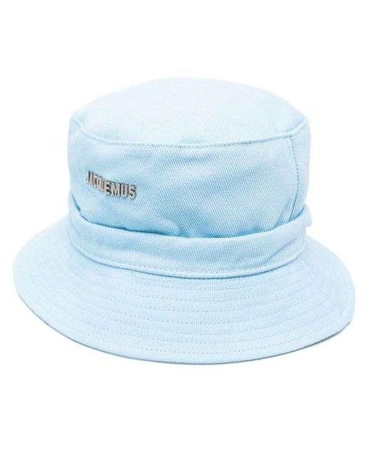 Jacquemus Cotton Logo-plaque Bucket Hat in Blue | Lyst