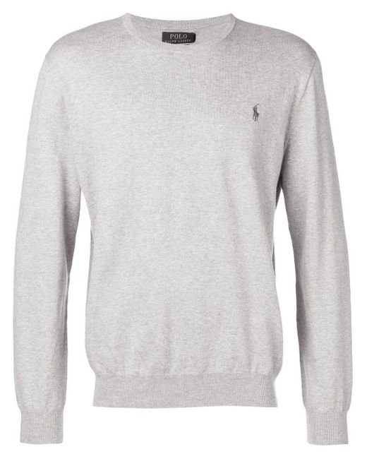 Polo Ralph Lauren Cotton Polo Pony Crew Neck Jumper in Grey (Grey) for ...