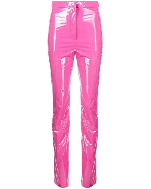 ROTATE BIRGER CHRISTENSEN Patent Coated Trousers in Pink | Lyst