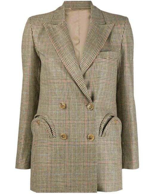 Blazé Milano Everyday Double-breasted Check Blazer in Natural | Lyst