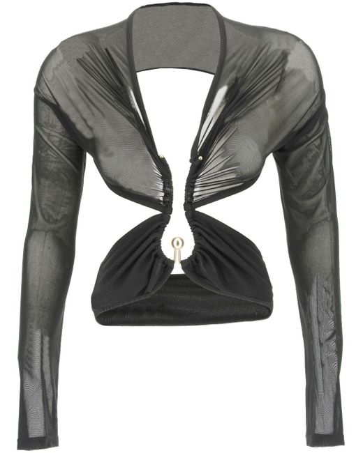 Christopher Esber Mesh Cropped Top in Black | Lyst