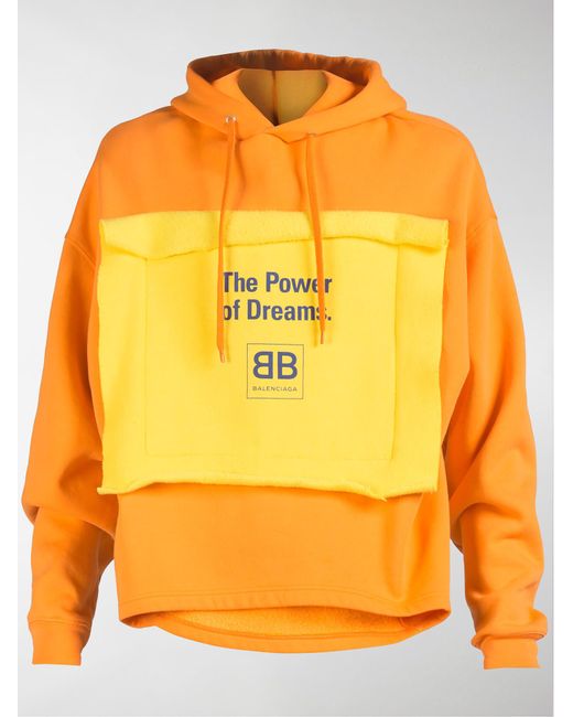 Balenciaga Synthetic Patch Hoodie Double Hem Power Of Dream in Orange for  Men | Lyst UK