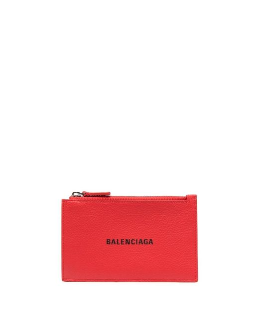 Balenciaga Logo-print Leather Wallet in Red for Men | Lyst