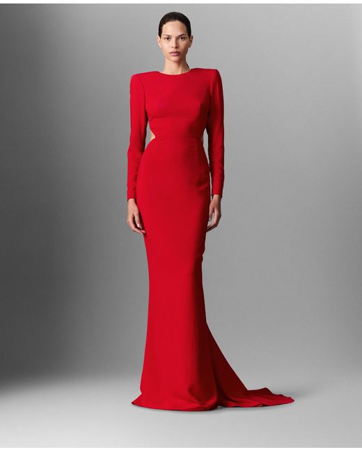 Stella McCartney Red Backless Long-sleeve Floor-length Dress