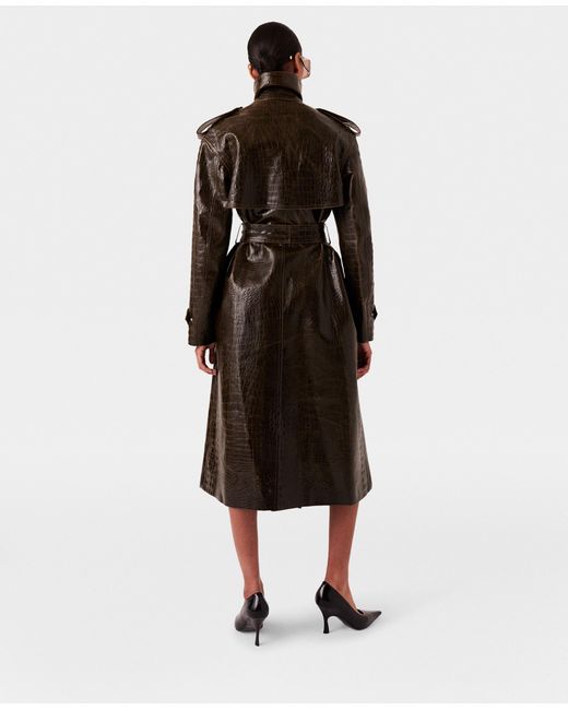 Stella McCartney Brown Crocodile Embossed Trench Coat