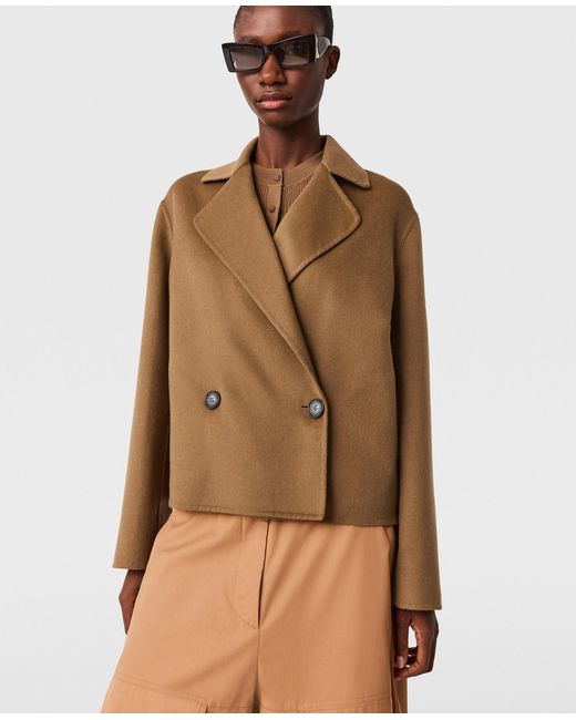 Stella McCartney Brown Double-Breasted Cropped Peacoat Jacket