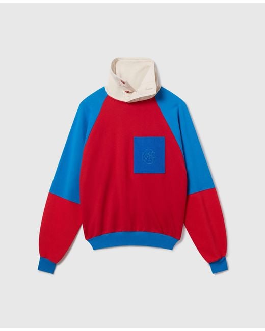 Stella McCartney Red Smc Crest Panel High-Neck Sweatshirt