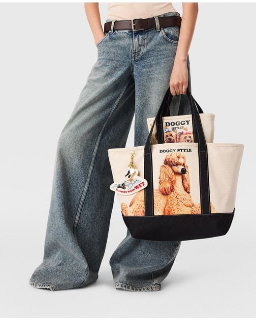 Stella McCartney Black Jeff Koons Doggy Style Tote Bag