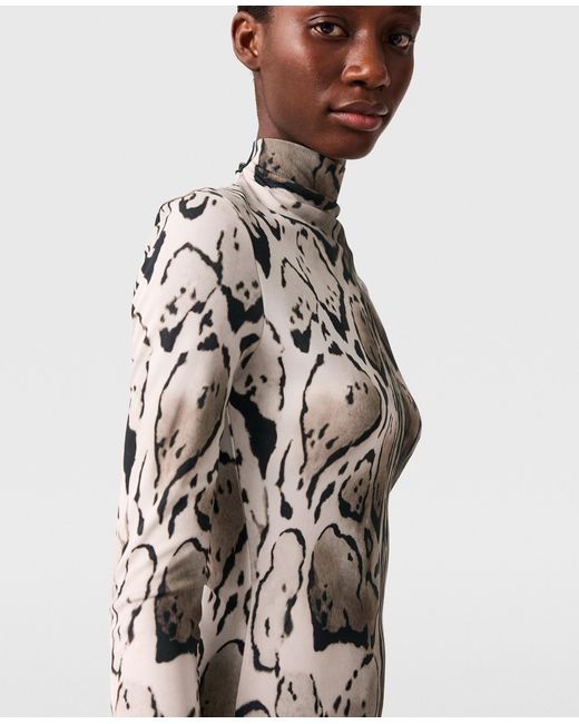 Stella McCartney White Cloud Leopard Print Draped Midi Dress