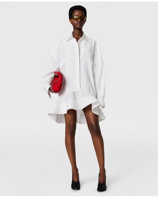 Stella McCartney White Poplin Peplum Piqué Shirt Dress