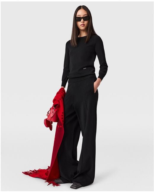 Stella McCartney Black Compact Knit Straight-leg Trousers