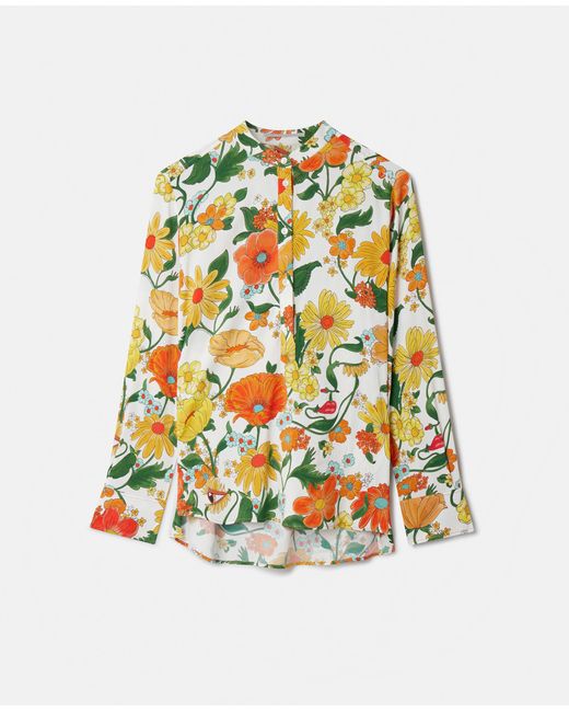 Stella McCartney White Lady Garden Print Collarless Shirt