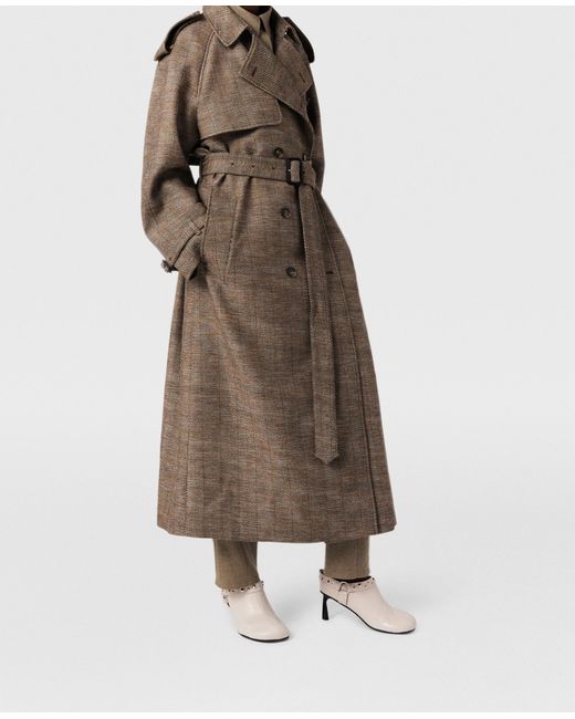 Stella McCartney Natural Belted Check Trench Coat