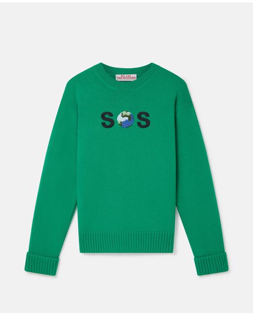 Stella McCartney Green Sos Embroidered Knit Jumper